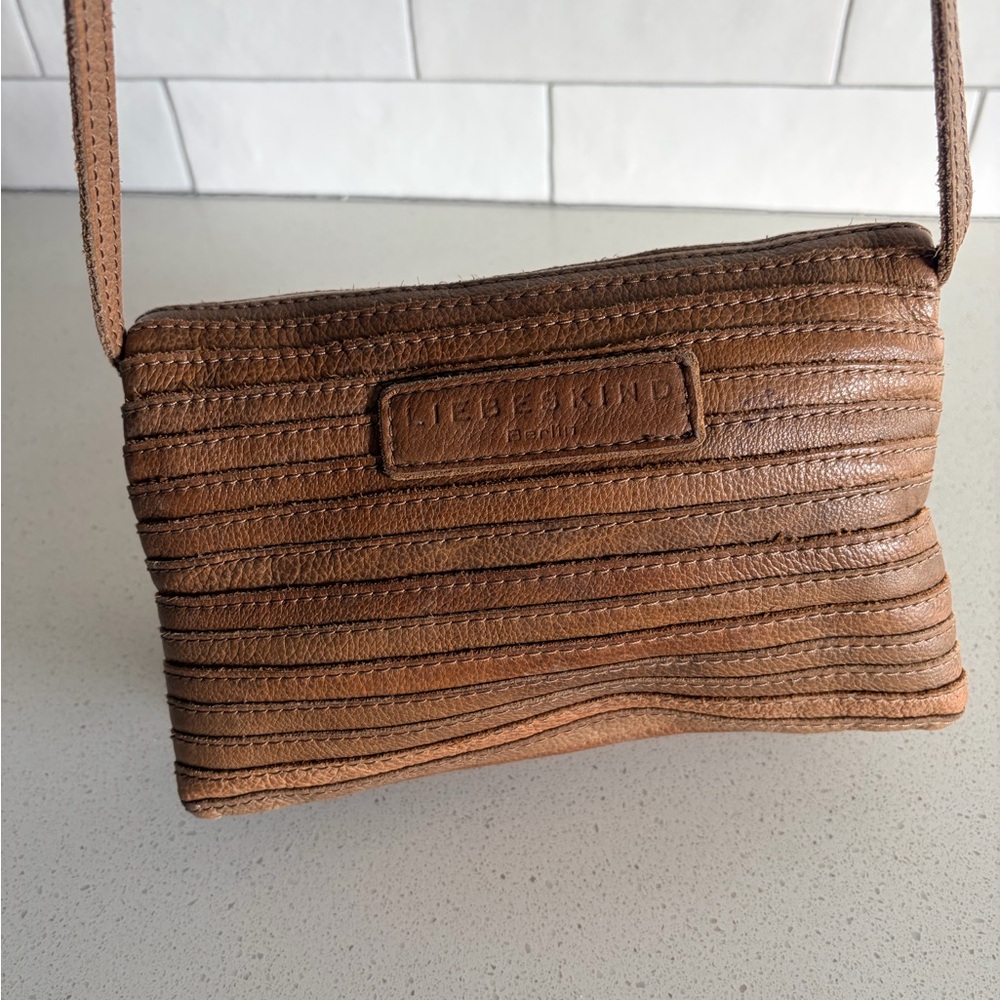 Anthropology liebeskind Berlin Fluted leather Crossbody Bag purse Terracotta - Picture 6 of 9
